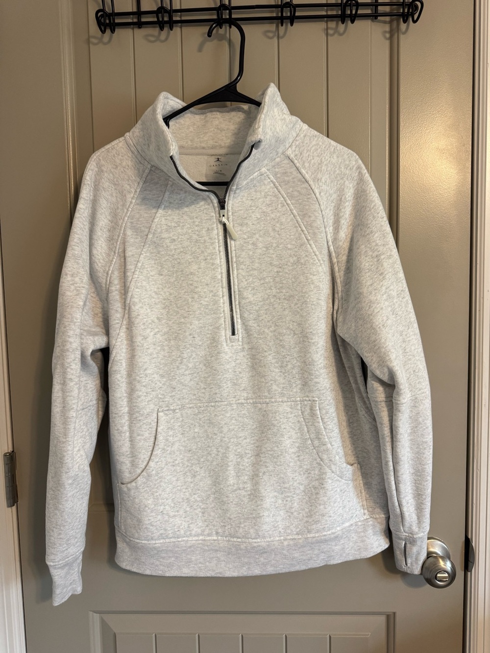 Danskin Light Gray Quarter-Zip Pullover Sweater